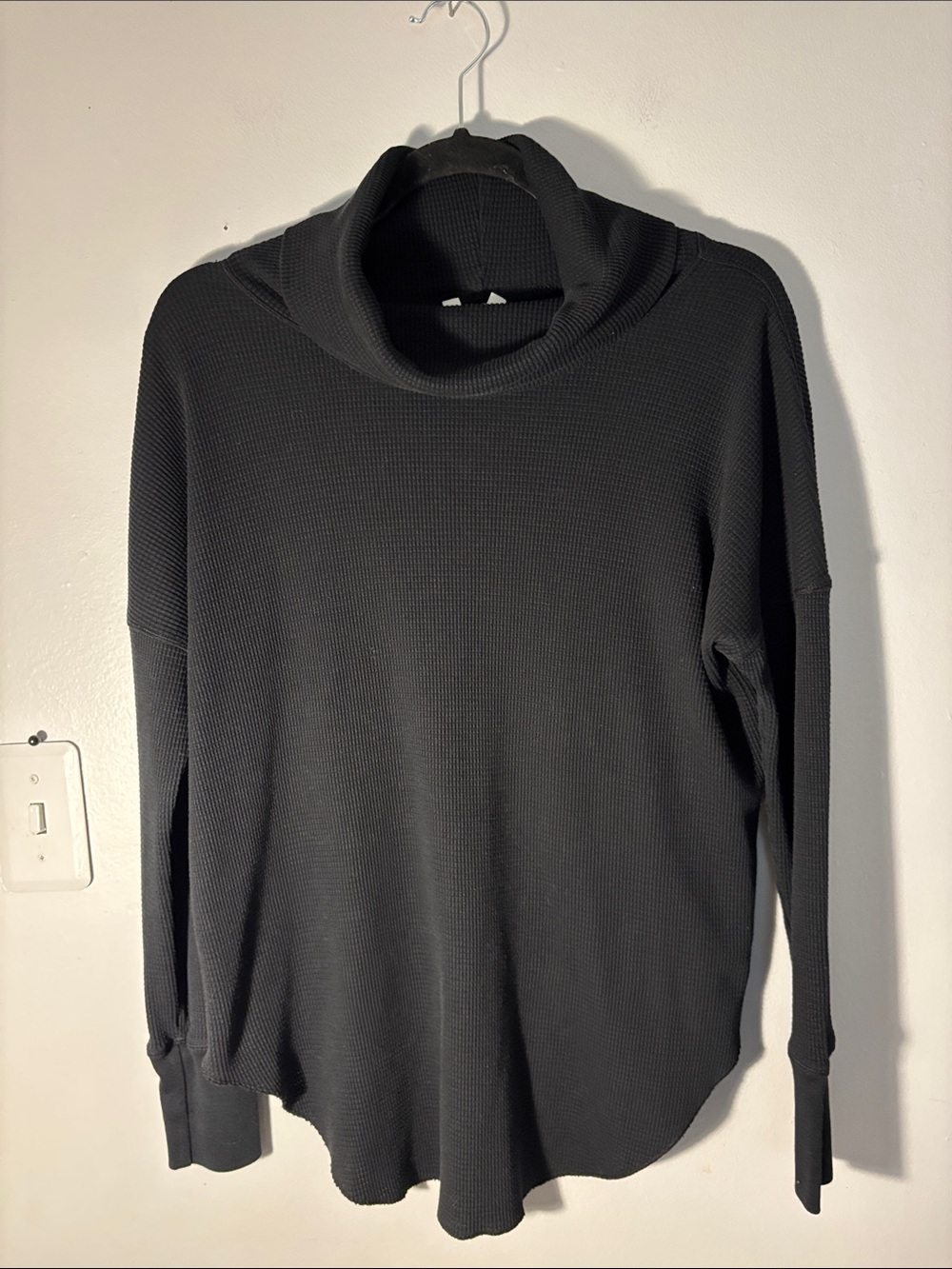 Babaton Black Waffle cowl Turtleneck Pullover